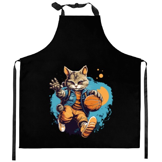 Basketball Cat Basketball Player I Love Basketball Kitchen Aprons
