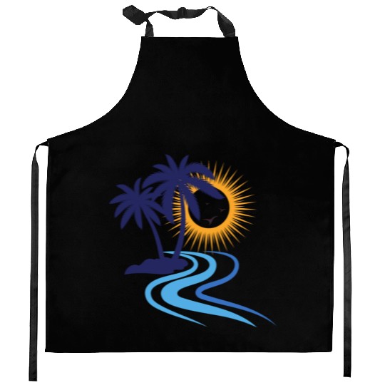 Summer - palm tree Kitchen Aprons
