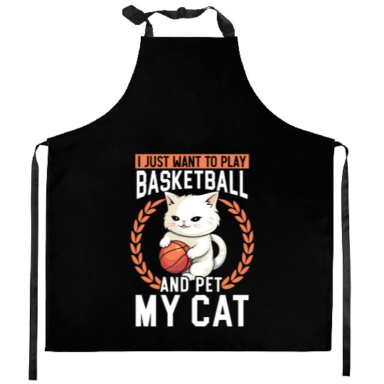 Basketball Cat Basketball Player I Love Basketball Kitchen Aprons