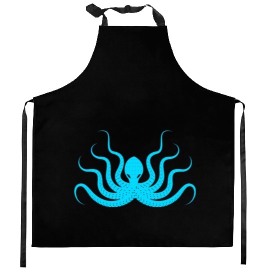 Menace Octopus Neon Blue Kitchen Aprons