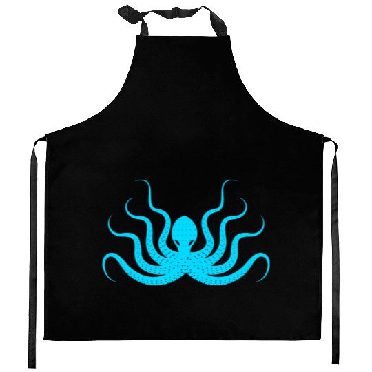 Menace Octopus Neon Blue Kitchen Aprons