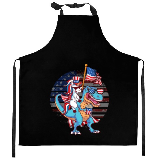 Amerisaurus Cat Lovers USA Party Independence Day Kitchen Aprons