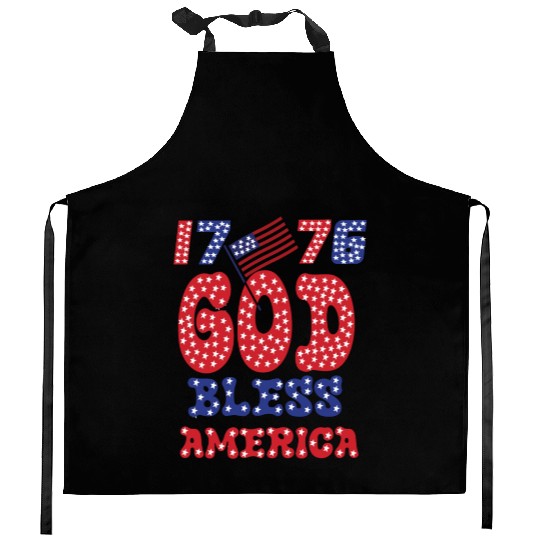 1776 GOD BLESS AMERICA FOR FREEDOM Kitchen Aprons