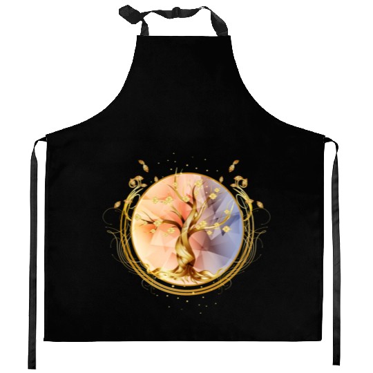 magic amulet, golden tree of life symbol Kitchen Aprons