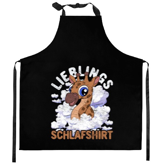 Night owl giraffe gift favorite sleep Kitchen Aprons