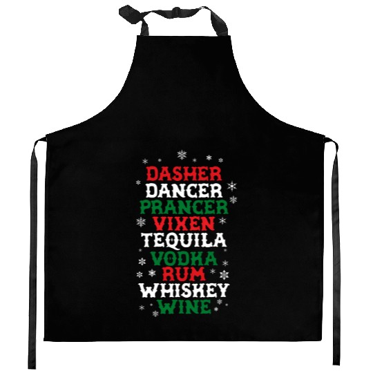 Beer Wine Tequila Reindeer Kitchen Aprons