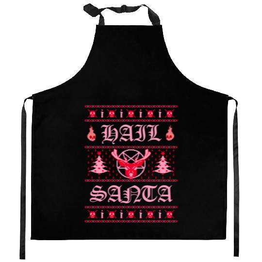 Hail Santa Ugly Pentagram Pastel Goth Kitchen Aprons