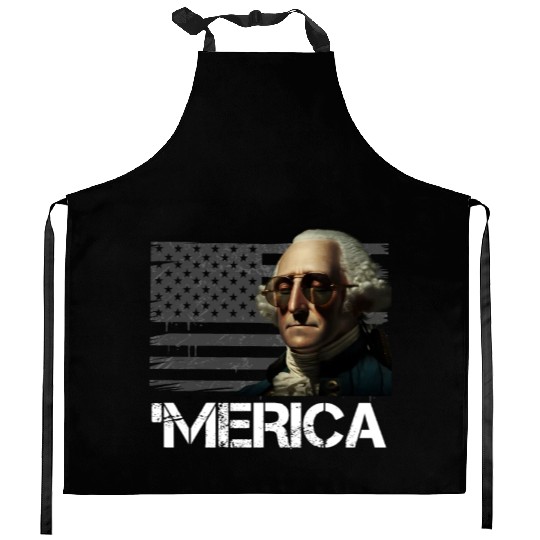 Merica George Washington Independence Day USA Kitchen Aprons