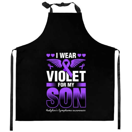 I Wear Violet For My Son Hodgkins Lymphoma Kitchen Aprons