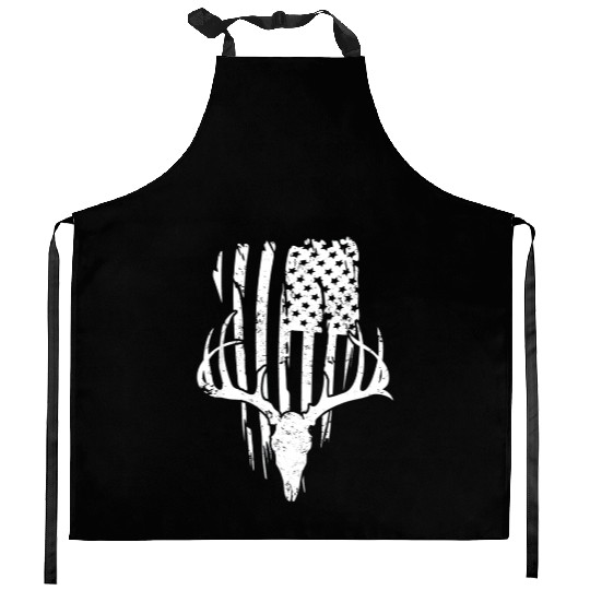 Deer Hunting American Flag Kitchen Aprons