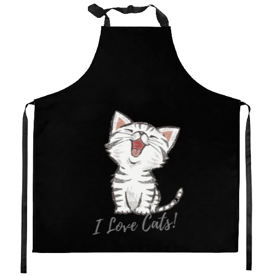 I LOVE CAT Kitchen Aprons