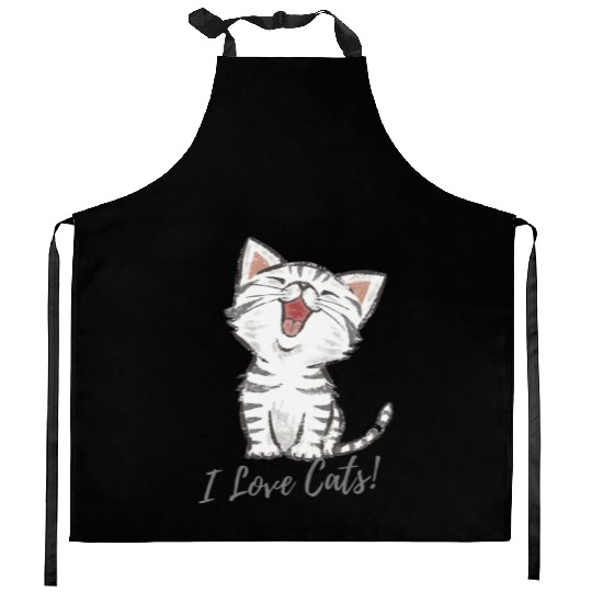 I LOVE CAT Kitchen Aprons