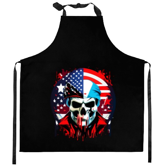 US-Flag with a Skull Kitchen Aprons