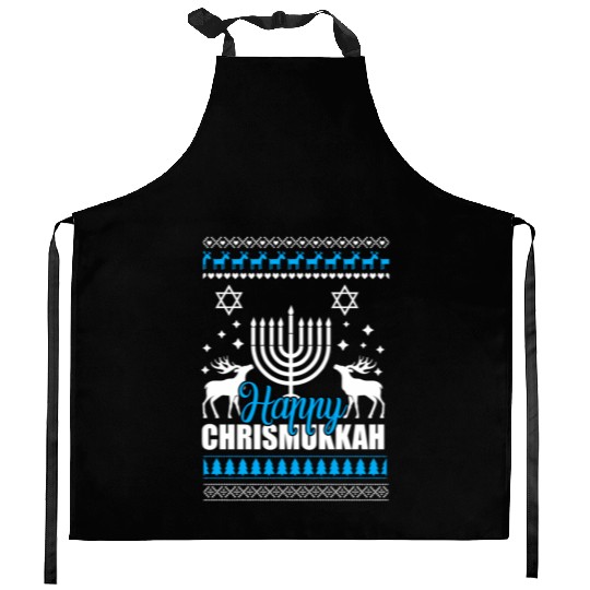 Happy Chrismukkah Ugly Style Kitchen Aprons