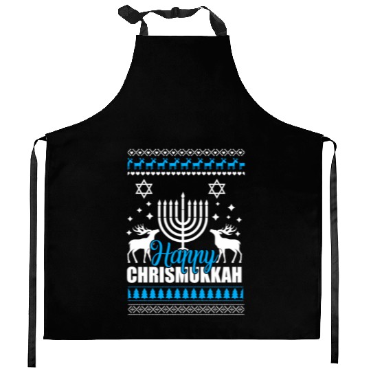 Happy Chrismukkah Ugly Style Kitchen Aprons