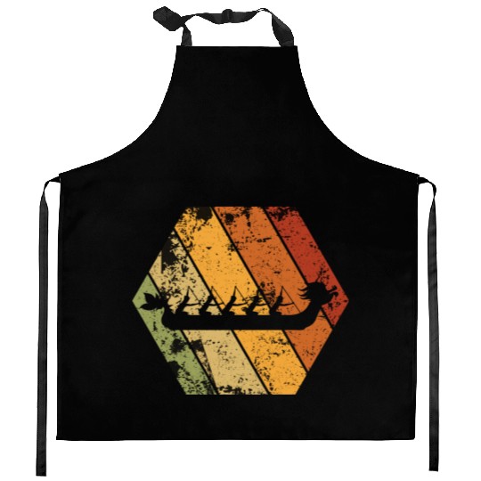 Dragon Boat Racing Retro Vintage Hexagon Logo Kitchen Aprons
