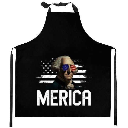 Merica George Washington Independence Day Kitchen Aprons