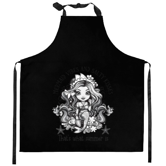 Mermaid vibes and salty kisses Kitchen Aprons