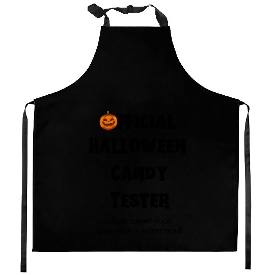 Official Halloween Candy Tester Orange And Yellow Kitchen Aprons