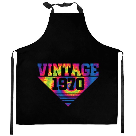 Vintage 1970 Tie Dye Splash Color Triangle Kitchen Aprons