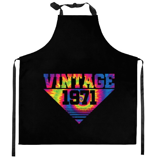 Vintage 1971 Tie Dye Splash Color Triangle Kitchen Aprons