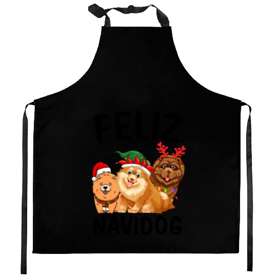 Feliz Navidog Chow Chow Reindeer Christmas Light Kitchen Aprons