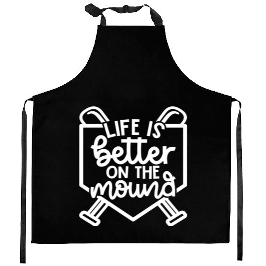 Life Is Better On The Mound Baseball Pitcher Kitchen Aprons