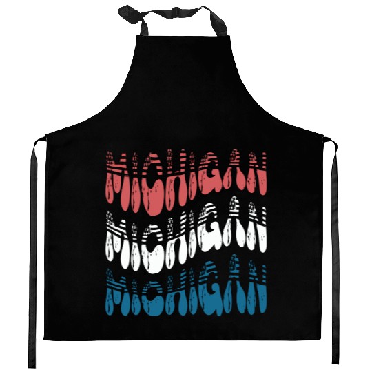 Michigan Red White Blue Cute Groovy Kitchen Aprons