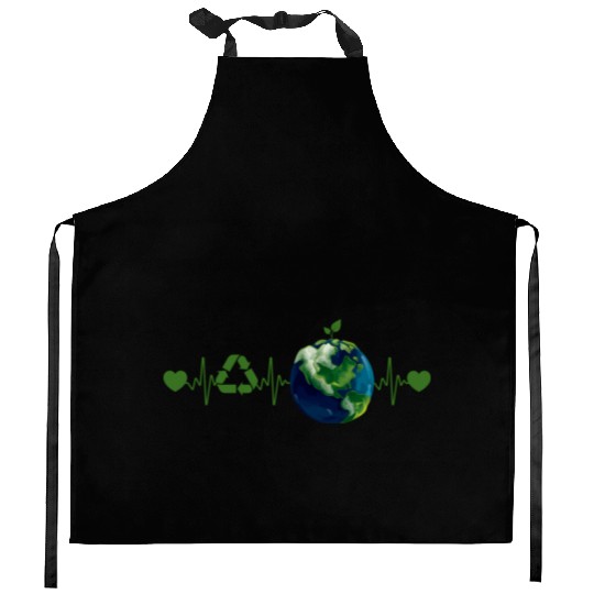 Heart Beat Earth Day Recycle Love Earth Day Annive Kitchen Aprons