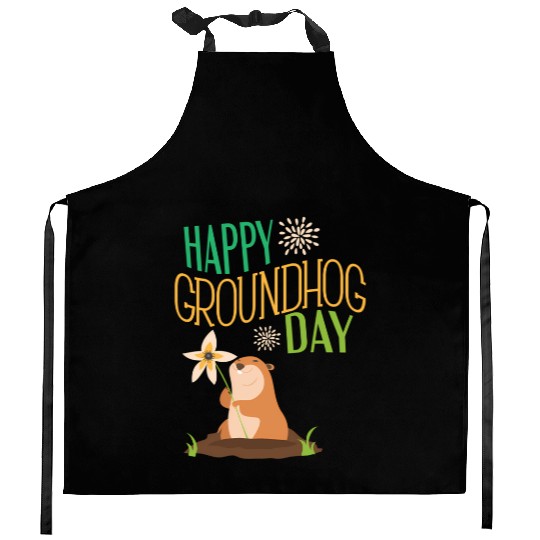 Groundhog Day 2021 Happy Ground Hog Kitchen Aprons