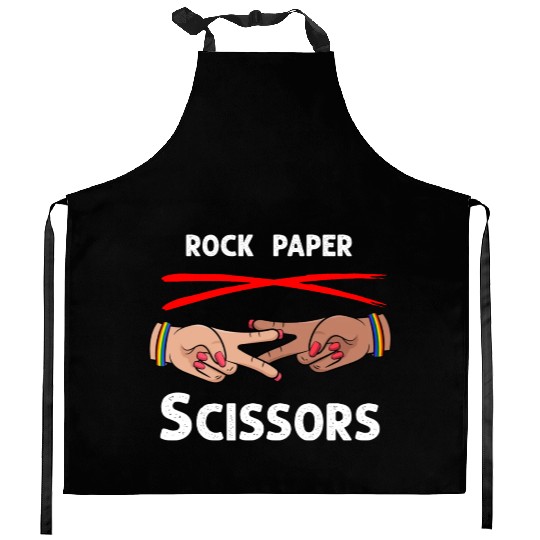Rock Paper Scissors Funny Lesbian Pride LGBT Kitchen Aprons