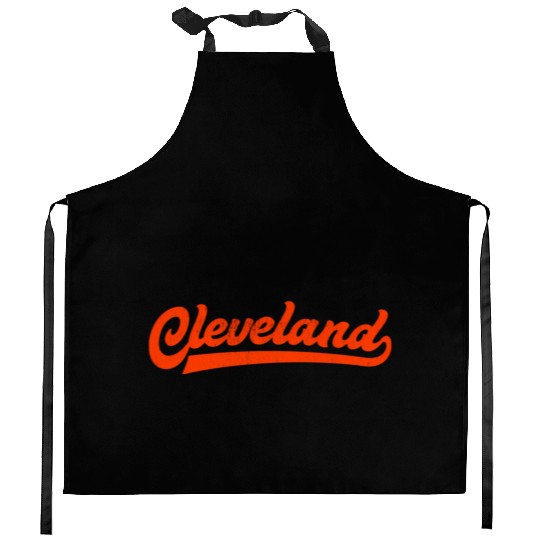I Love Cleveland Ohio Sports Script Kitchen Aprons