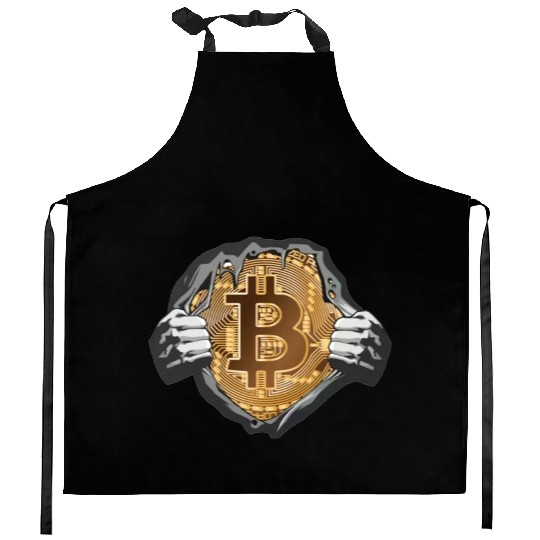 Bitcoin Coin-Crypto Super Hero Kitchen Aprons