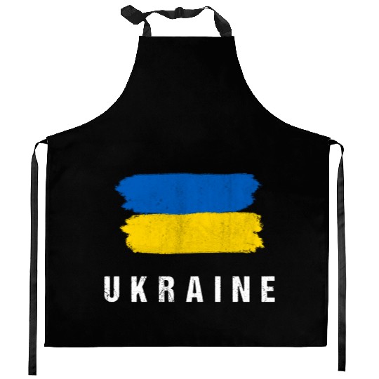 Painted Ukraine Flag Ukrainian Flag Fan Kitchen Aprons