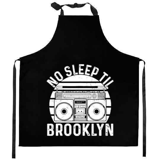 Cool Retro No Sleep Til Brooklyn, Old School Porta Kitchen Aprons