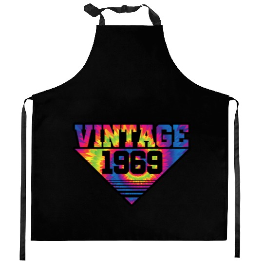 Vintage 1969 Tie Dye Splash Color Triangle Kitchen Aprons