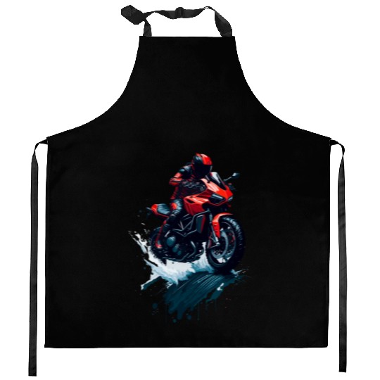 Illustration sport motorcycle Kitchen Aprons
