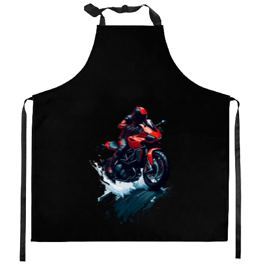 Illustration sport motorcycle Kitchen Aprons