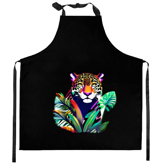 Jaguar in the Tropics Kitchen Aprons