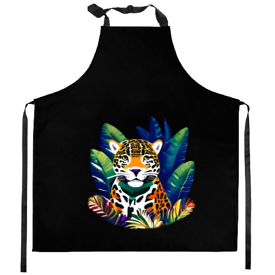 Jaguar in the Tropics Kitchen Aprons