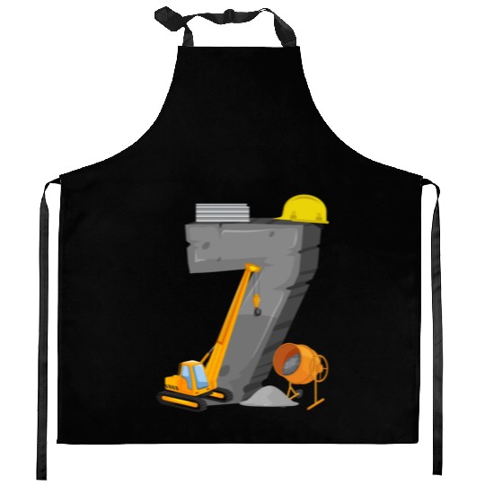 7 Concrete Number Construction Crane Kid 7th Kitchen Aprons