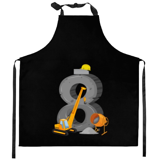 8 Concrete Number Construction Crane Kid 8th Kitchen Aprons