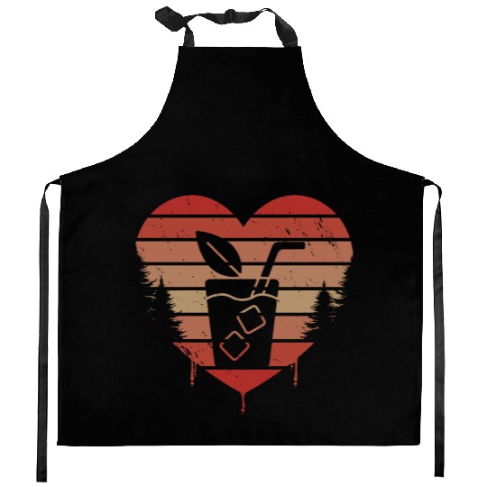 Cute Red Vintage Heart Sweet Tea Valentine Day Kitchen Aprons