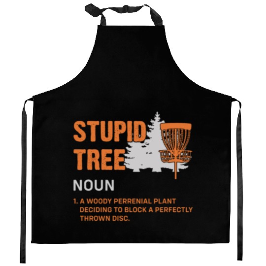 Funny Disc Golf Stupid Tree Art Frisbee Kitchen Aprons