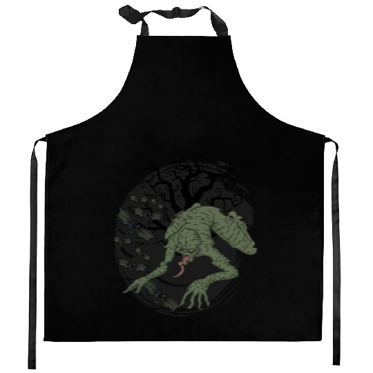 Scary horror monster Halloween creepy Trick Kitchen Aprons