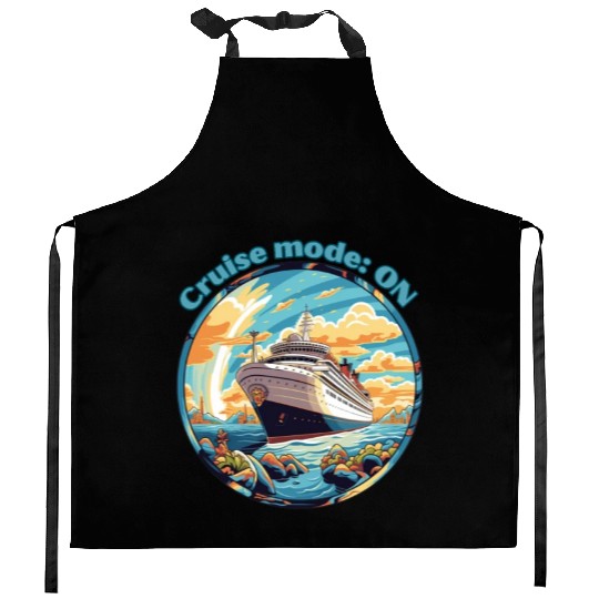 Cruise Mode: On Ship Vacation Kitchen Aprons