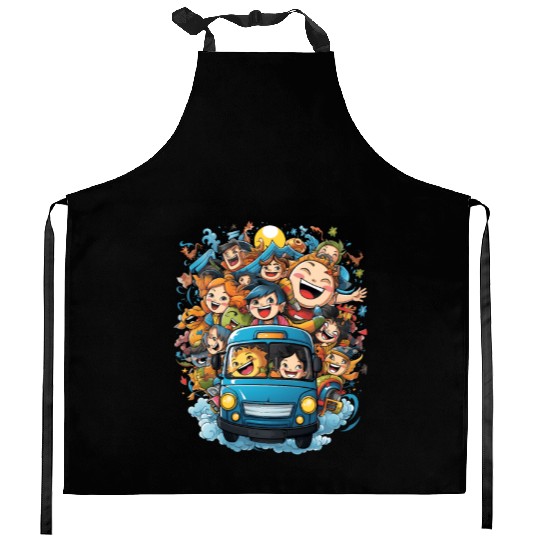Back to School Pre-K Kindergarten School Bus Kitchen Aprons