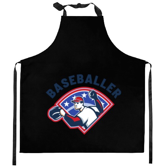Baseballer Baseball Pitcher Sports Club Player Kitchen Aprons