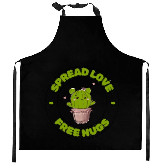 Spread Love Free Hugs Funny Cactus in a Pot Kitchen Aprons