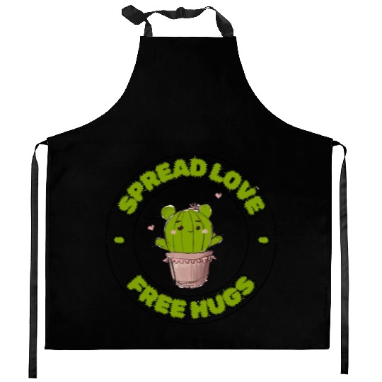 Spread Love Free Hugs Funny Cactus in a Pot Kitchen Aprons